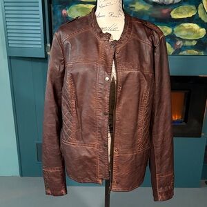 Maurices Dark Brown faux Leather Moto jacket